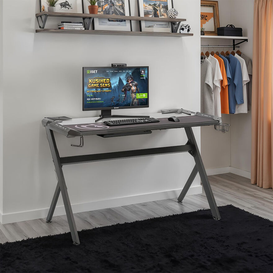 Ryze Extreme Karbon Fiber RGB Oyuncu Masası - Siyah 120x60x76 cm - 4