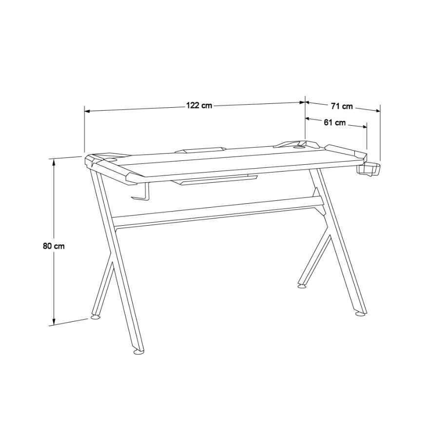 Ryze Extreme Karbon Fiber RGB Oyuncu Masası - Siyah 120x60x76 cm - 12