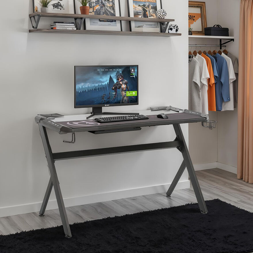 Ryze Extreme Karbon Fiber RGB Oyuncu Masası - Siyah 120x60x76 cm - 5