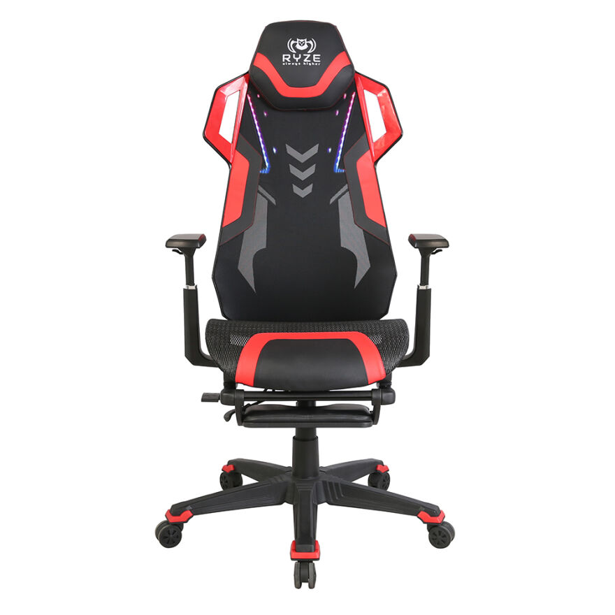 RYZE Techno-Cool Oyuncu Koltuğu - RGB - Siyah/Kırmızı 74x119-129x51 cm - 2