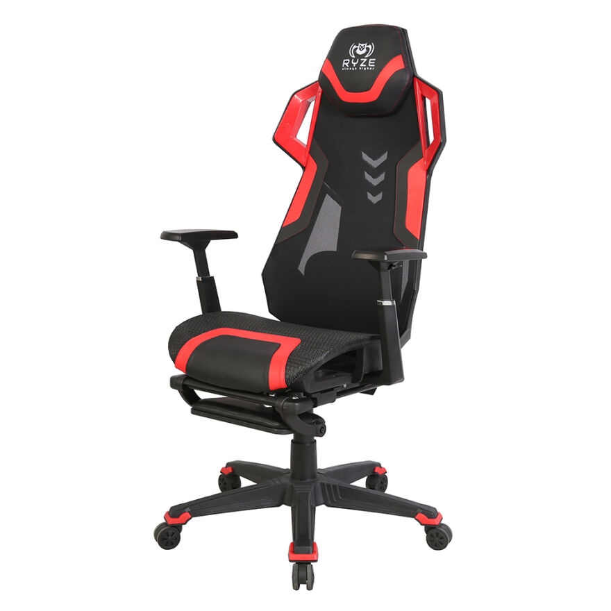 RYZE Techno-Cool Oyuncu Koltuğu - RGB - Siyah/Kırmızı 74x119-129x51 cm - 10