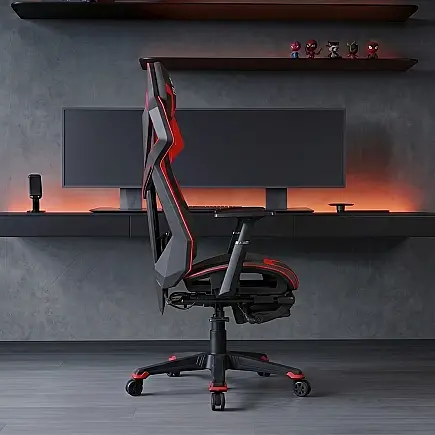 RYZE Techno-Cool Oyuncu Koltuğu - RGB - Siyah/Kırmızı 74x119-129x51 cm - 5