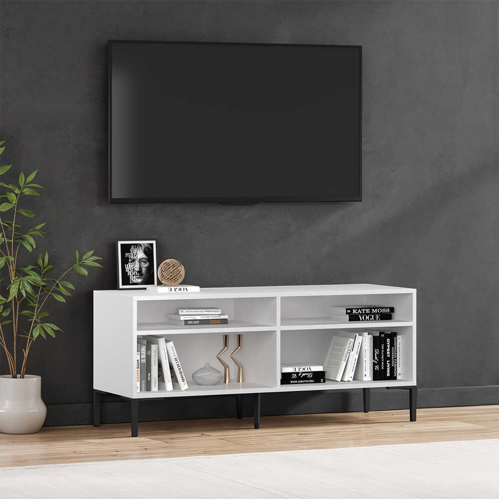 Roma Modüler Tv Ünitesi - Mat Lake Beyaz 120x53x48 cm (GxYxD)