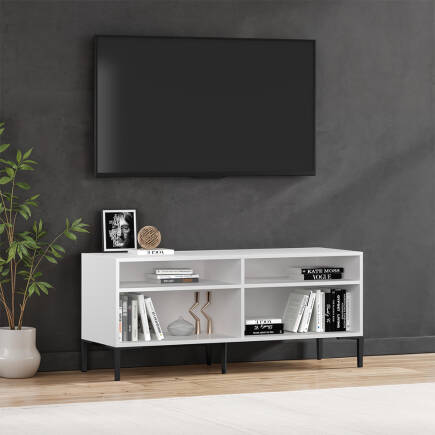 Roma Modüler Tv Ünitesi - Mat Lake Beyaz 120x53x48 cm (GxYxD) - Adore Mobilya