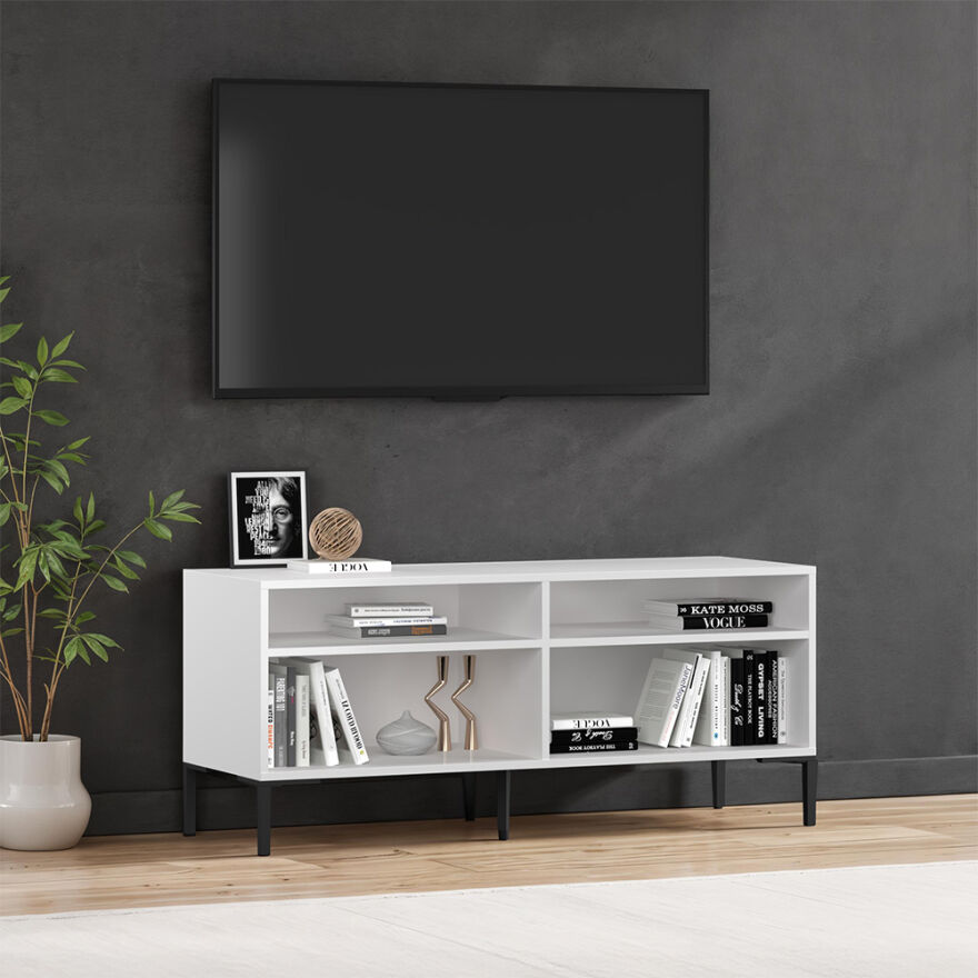 Roma Modüler Tv Ünitesi - Mat Lake Beyaz 120x53x48 cm (GxYxD) - 1