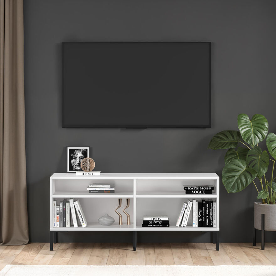 Roma Modüler Tv Ünitesi - Mat Lake Beyaz 120x53x48 cm (GxYxD) - 2