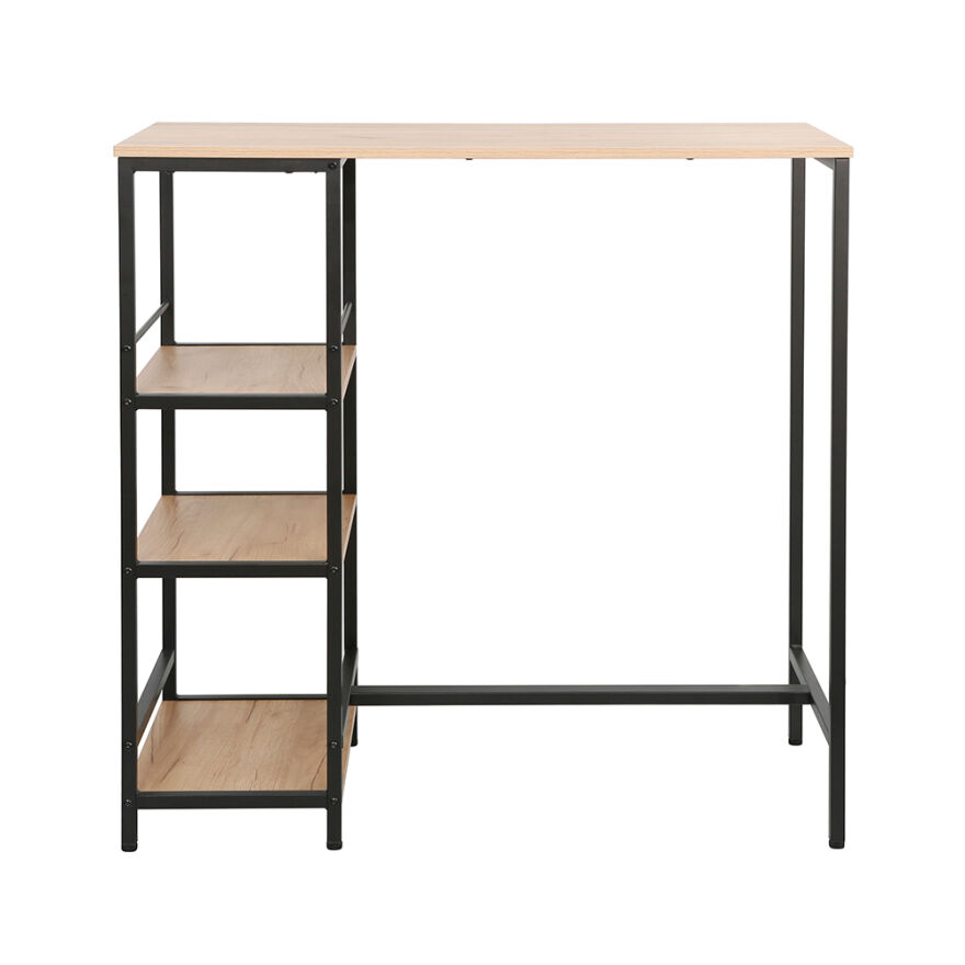 Step-Up 2 Tabureli Yüksek Ayaklı Raflı Yemek Masası Ceviz/Siyah 100x50x100 - 6