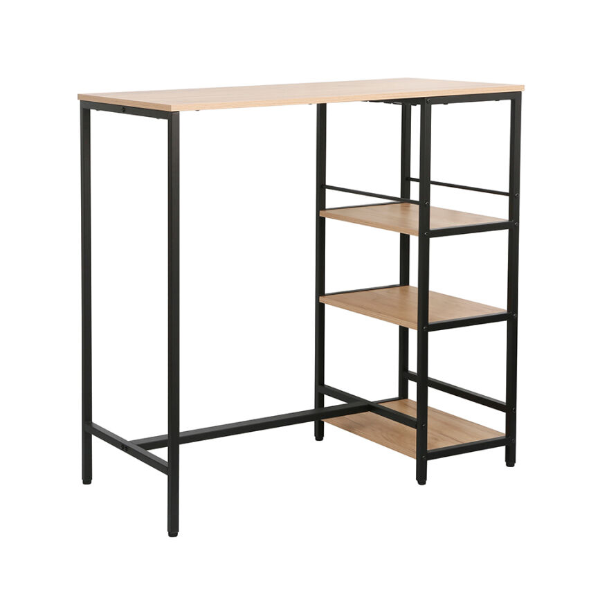 Step-Up 2 Tabureli Yüksek Ayaklı Raflı Yemek Masası Ceviz/Siyah 100x50x100 - 8