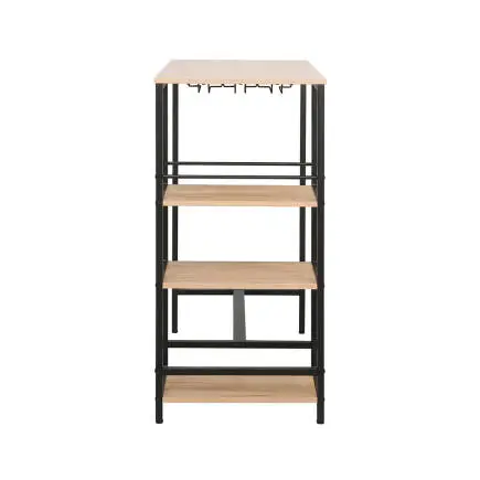 Step-Up 2 Tabureli Yüksek Ayaklı Raflı Yemek Masası Ceviz/Siyah 100x50x100 - 9