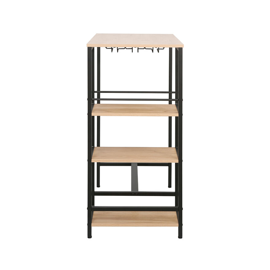 Step-Up 2 Tabureli Yüksek Ayaklı Raflı Yemek Masası Ceviz/Siyah 100x50x100 - 9