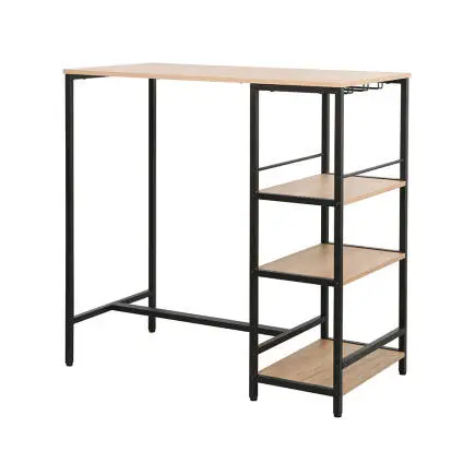 Step-Up 2 Tabureli Yüksek Ayaklı Raflı Yemek Masası Ceviz/Siyah 100x50x100 - 10
