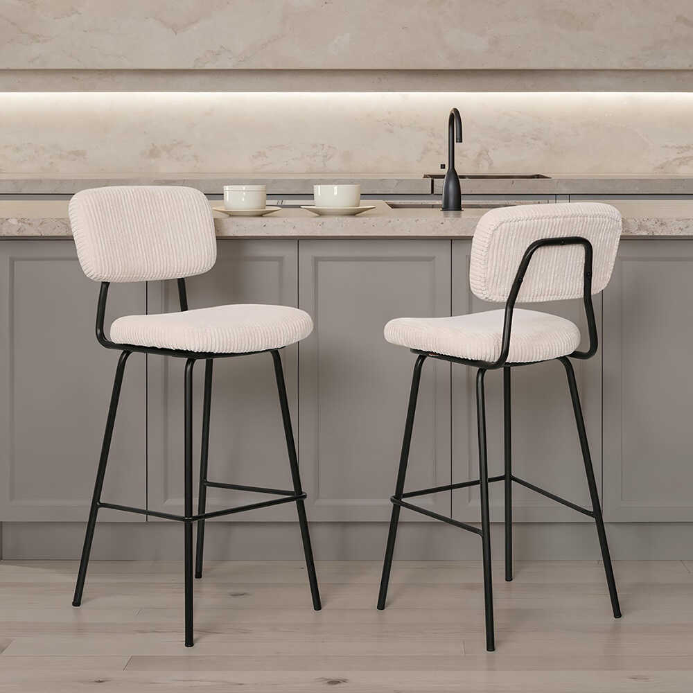 Stool Bar Sandalyesi - Vizon/Siyah 45x51x107 cm