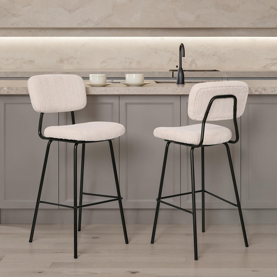 Stool Bar Sandalyesi - Vizon/Siyah 45x51x107 cm - 1