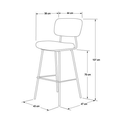 Stool Bar Sandalyesi - Vizon/Siyah 45x51x107 cm - 6
