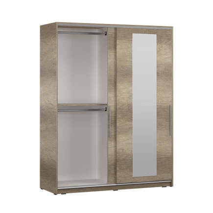 Sürgü Aynalı Gardırop-Açık Ceviz 160x207x60 cm (GxYxD) - 7