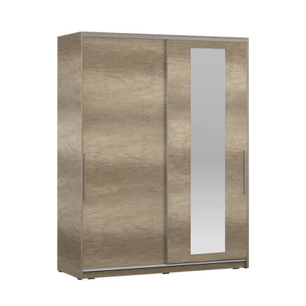 Sürgü Aynalı Gardırop-Açık Ceviz 160x207x60 cm (GxYxD) - 8