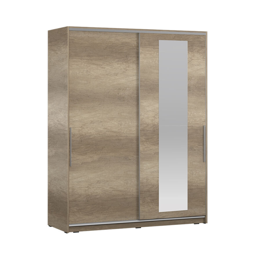 Sürgü Aynalı Gardırop-Açık Ceviz 160x207x60 cm (GxYxD) - 8