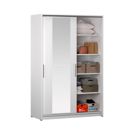 Sürgülü Aynalı Gardırop-Mat Beyaz 120x182x52 cm (GxYxD) - 5