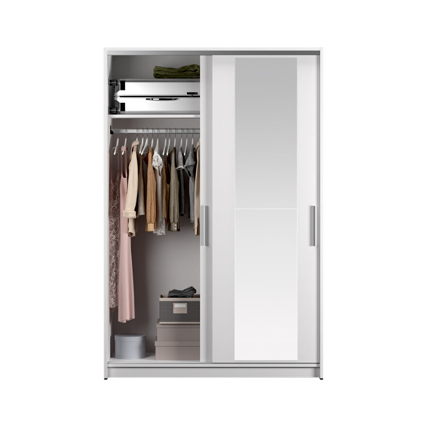 Sürgülü Aynalı Gardırop-Mat Beyaz 120x182x52 cm (GxYxD) - 7