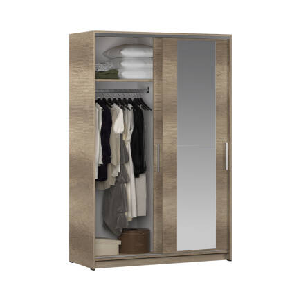 Sürgülü Aynalı Gardırop-Açık Ceviz (Tori) 120x182x52 cm (GxYxD) - 5