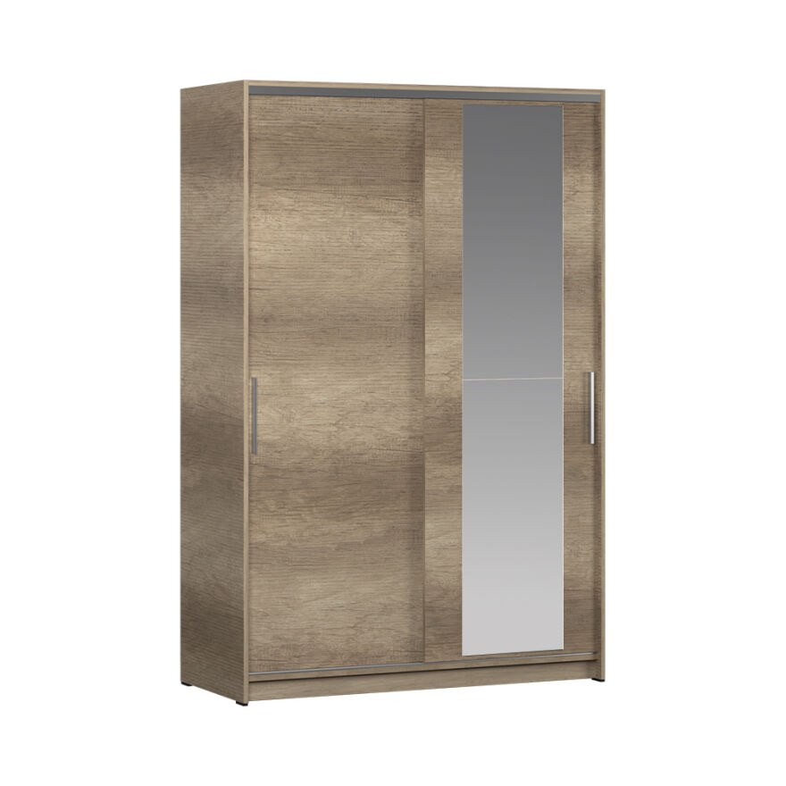 Sürgülü Aynalı Gardırop-Açık Ceviz (Tori) 120x182x52 cm (GxYxD) - 8