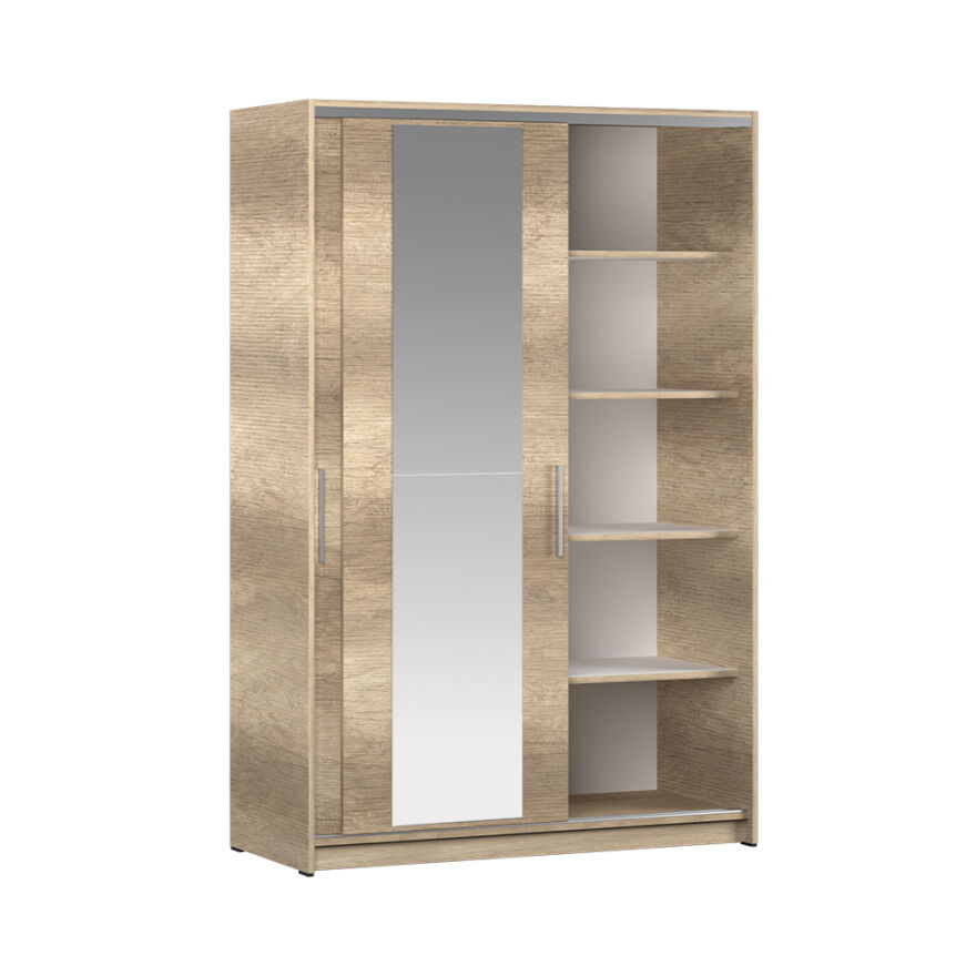 Sürgülü Aynalı Gardırop-Açık Ceviz (Tori) 120x182x52 cm (GxYxD) - 9