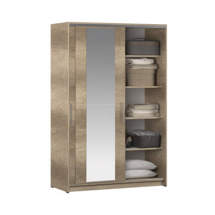 Sürgülü Aynalı Gardırop-Açık Ceviz (Tori) 120x182x52 cm (GxYxD) - 6