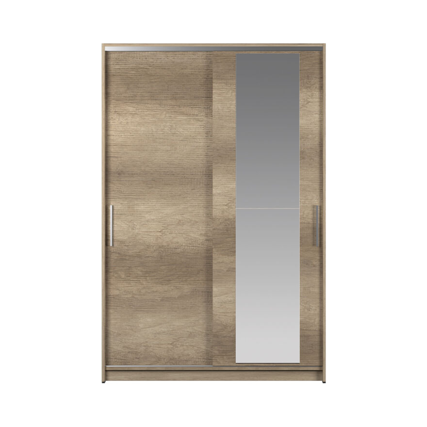 Sürgülü Aynalı Gardırop-Açık Ceviz (Tori) 120x182x52 cm (GxYxD) - 10