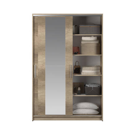 Sürgülü Aynalı Gardırop-Açık Ceviz (Tori) 120x182x52 cm (GxYxD) - 7