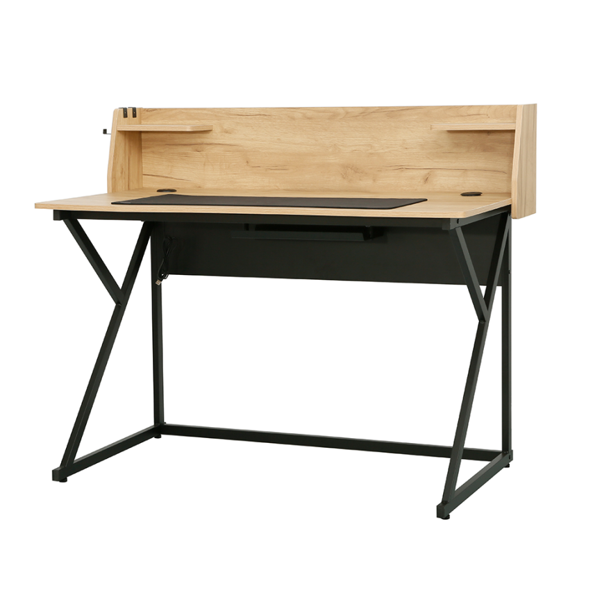 T-Cross Raflı Çalışma Masası - Ceviz/Siyah 115,5x106x55 cm - 6