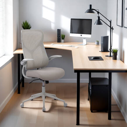 Techno Rest File Sırtlı Çalışma Koltuğu-Bej-Gri 65x110-120x67 cm (GxYxD) 