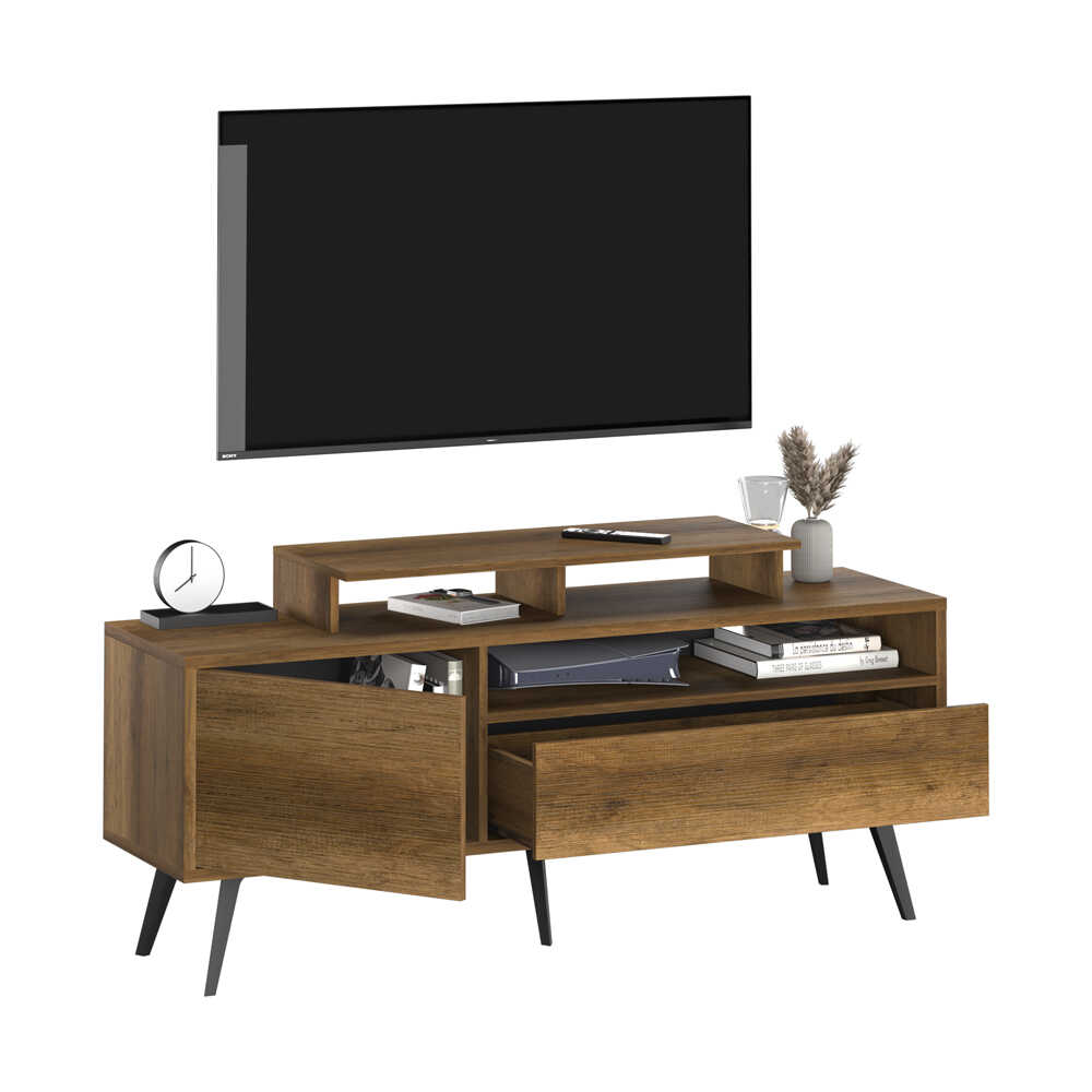 Tek Kapaklı Çekmeceli Tv Ünitesi - Oslo Ceviz 150x52x40 cm - Adore Mobilya (1)
