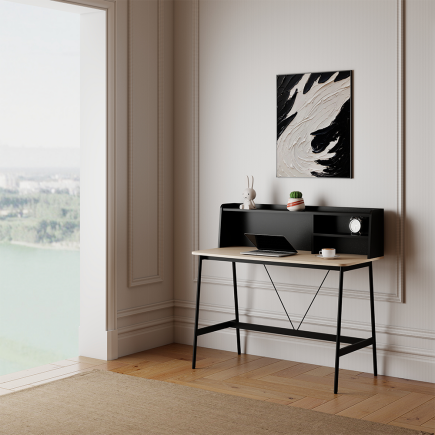 Tower Raflı Çalışma Masası - Ceviz / Siyah 115,5x106x55 cm - 1