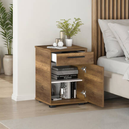Trendline Çekmeceli Kapaklı Komodin-Koyu Ceviz(Oslo Ceviz) 40x57x39 cm (GxYxD) - 2