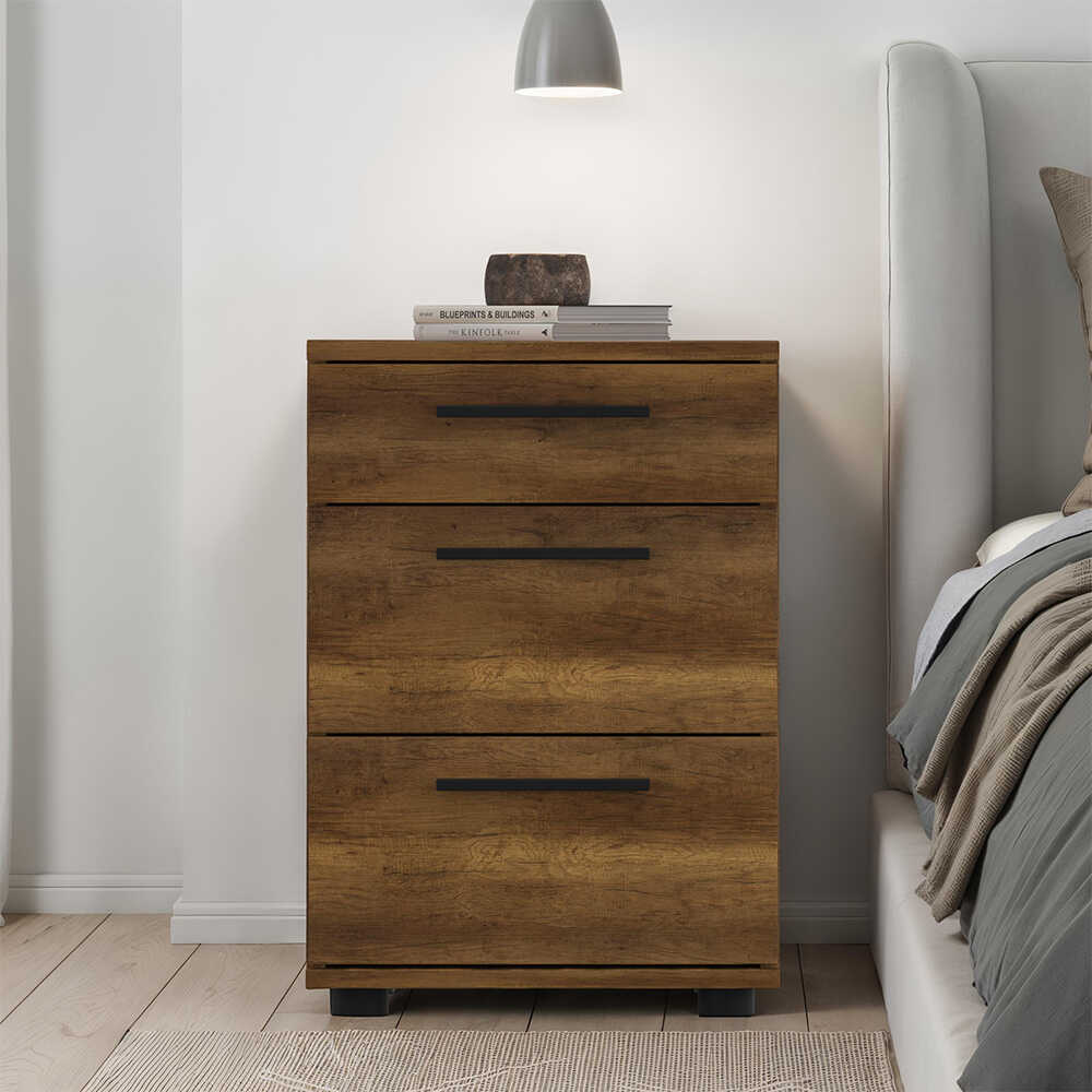 Trendline 3 Çekmeceli Komodin-Koyu Ceviz(Oslo Ceviz) 40x57x39 cm (GxYxD) - Adore Mobilya (1)
