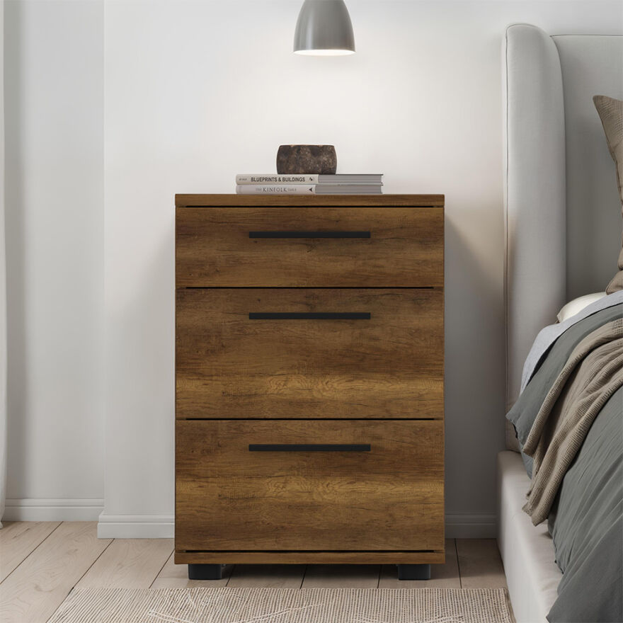 Trendline 3 Çekmeceli Komodin-Koyu Ceviz(Oslo Ceviz) 40x57x39 cm (GxYxD) - 2