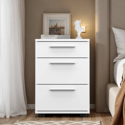 Trendline 3 Çekmeceli Komodin-Mat Beyaz 40x57x39 cm (GxYxD) - Adore Mobilya (1)