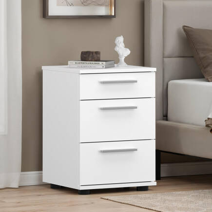 Trendline 3 Çekmeceli Komodin-Mat Beyaz 40x57x39 cm (GxYxD) - Adore Mobilya