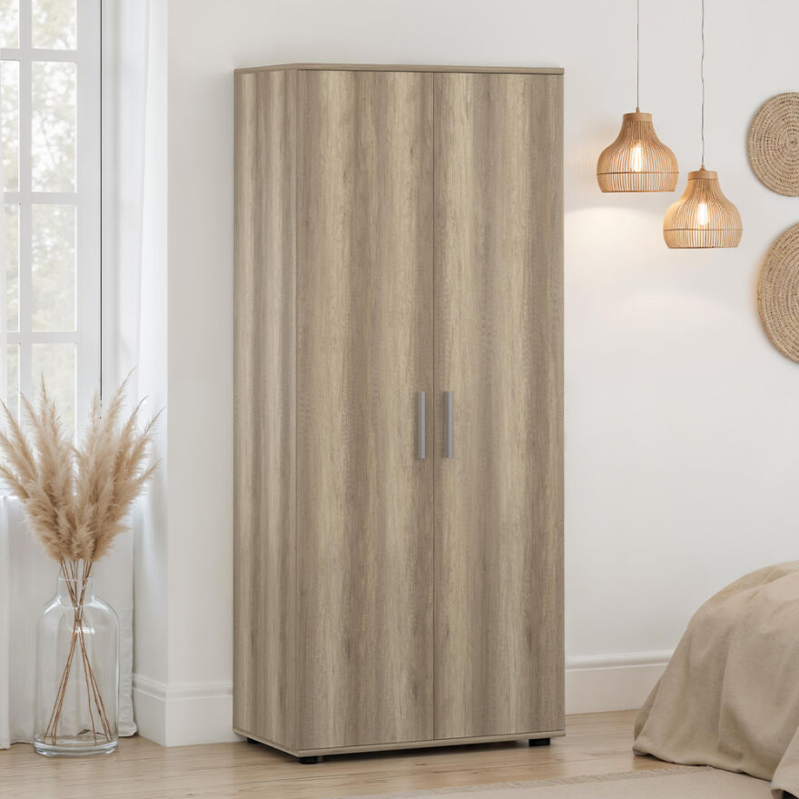 Trendline 2 Kapaklı Gardırop-Açık Ceviz (Tori) 80x187x47 cm (GxYxD) - 1