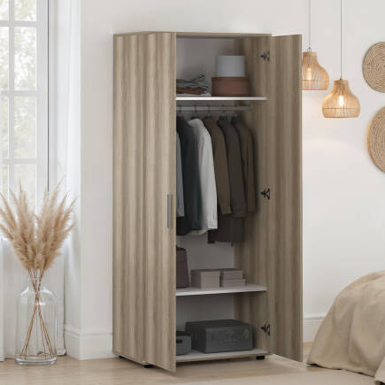 Trendline 2 Kapaklı Gardırop-Açık Ceviz (Tori) 80x187x47 cm (GxYxD) - Adore Mobilya (1)