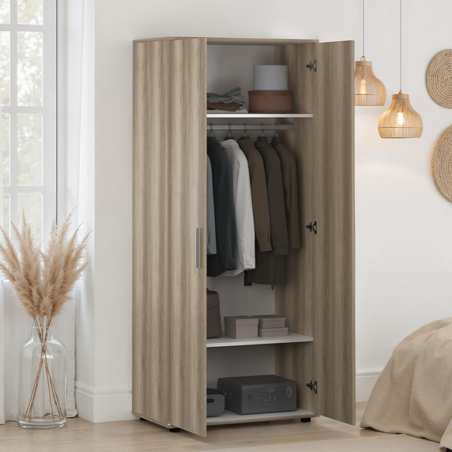 Trendline 2 Kapaklı Gardırop-Açık Ceviz (Tori) 80x187x47 cm (GxYxD) - 2