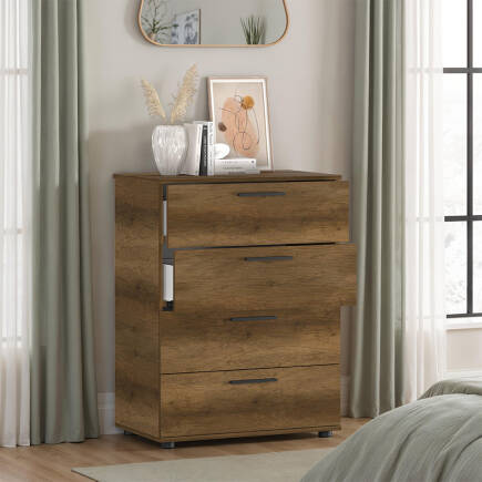 Trendline 4 Çekmeceli Şifonyer - Koyu Ceviz (Oslo Ceviz) 73x96x44 cm (GxYxD) - Adore Mobilya (1)