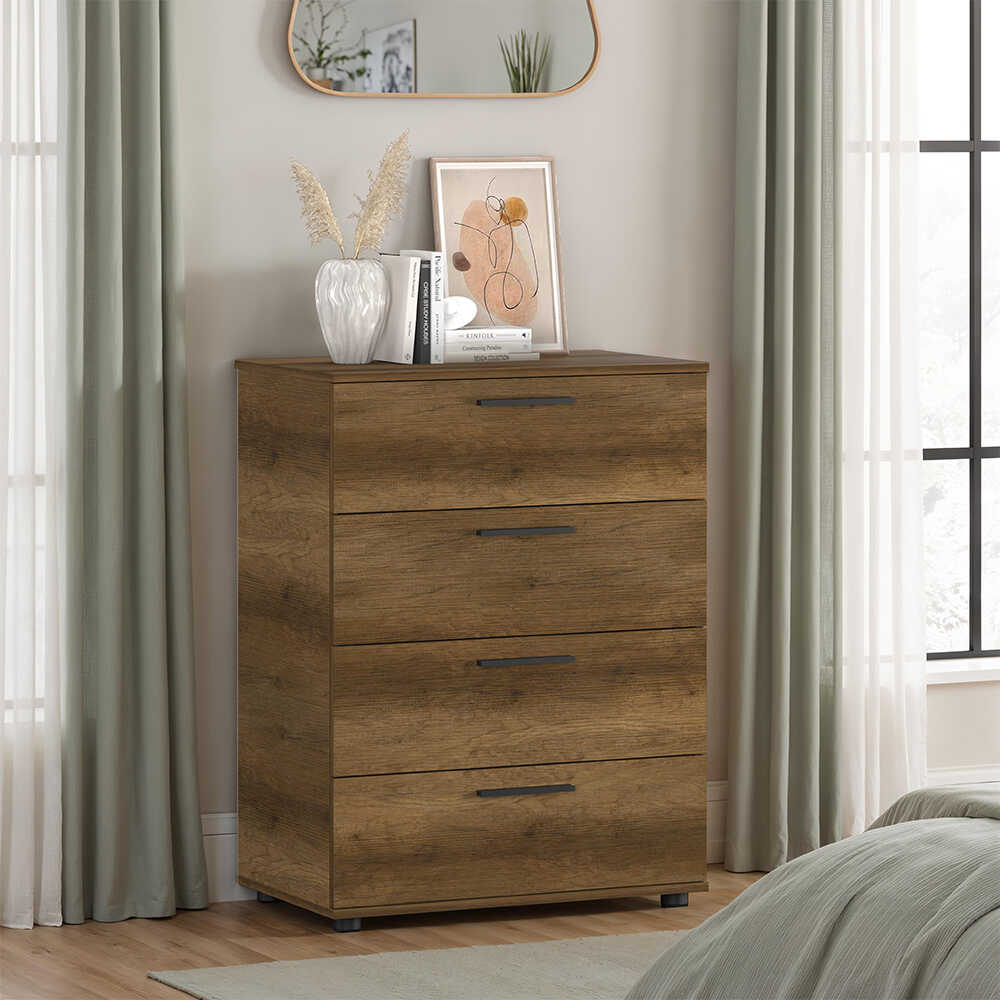 Trendline 4 Çekmeceli Şifonyer - Koyu Ceviz (Oslo Ceviz) 73x96x44 cm (GxYxD)