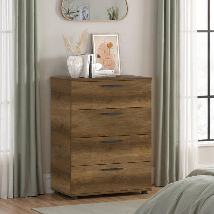 Trendline 4 Çekmeceli Şifonyer - Koyu Ceviz (Oslo Ceviz) 73x96x44 cm (GxYxD) - Adore Mobilya