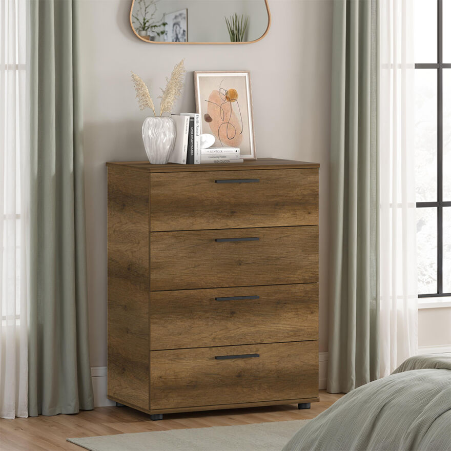 Trendline 4 Çekmeceli Şifonyer - Koyu Ceviz (Oslo Ceviz) 73x96x44 cm (GxYxD) - 1