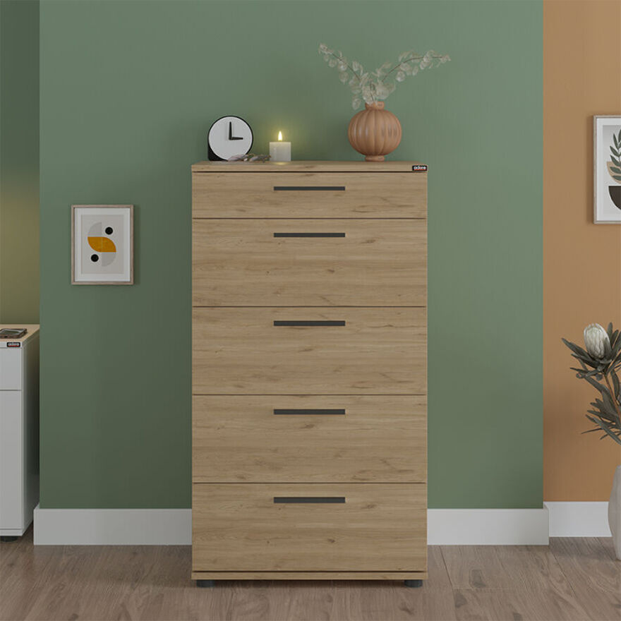 Trendline 5 Çekmeceli Şifonyer - Florida Meşe 60x108x44 cm - 1