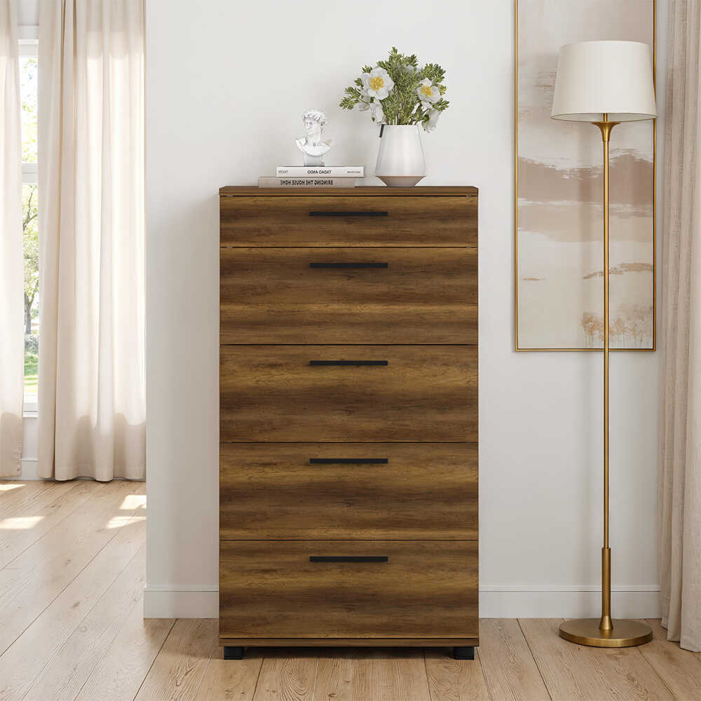Trendline 5 Çekmeceli Şifonyer - Koyu Ceviz (Oslo Ceviz) 60x108x44 cm (GxYxD)