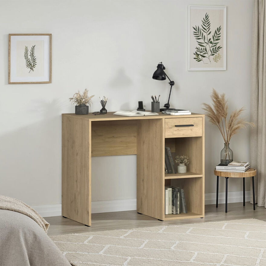 Trendline Çekmeceli Çalışma Masası - Florida Meşe 90x75x52 cm (GxYxD) - 2