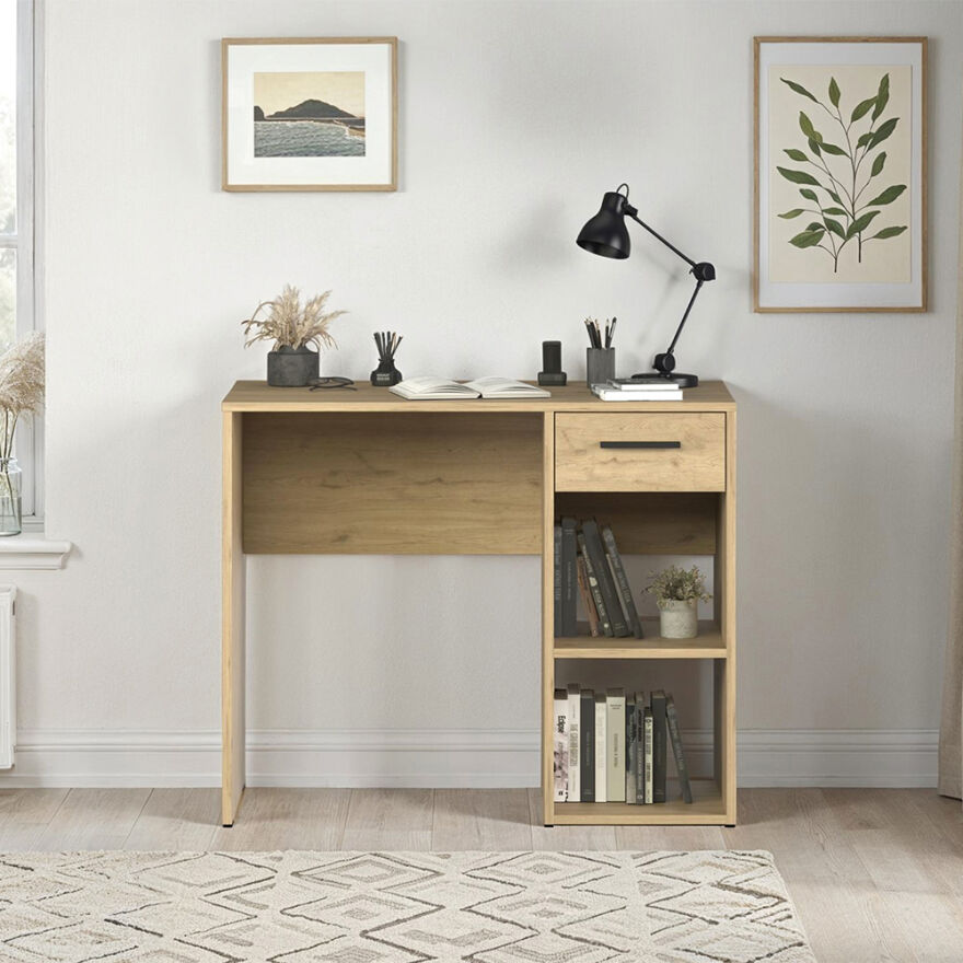 Trendline Çekmeceli Çalışma Masası - Florida Meşe 90x75x52 cm (GxYxD) - 1