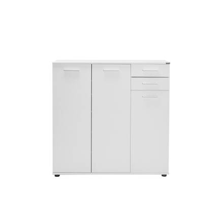 Trendline 3 Kapaklı 2 Çekmeceli Çok Amaçlı Dolap - Mat Beyaz 108x108x35 cm (GxYxD) - 2